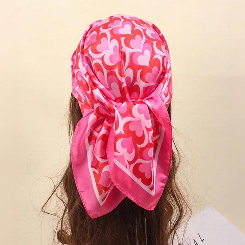 Luxury Silk Feeling Square Scarf Women 2025 Print Satin Neckerchief Spring Hair Band Foulard Bandana Echarpe Tie Shawl Wraps
