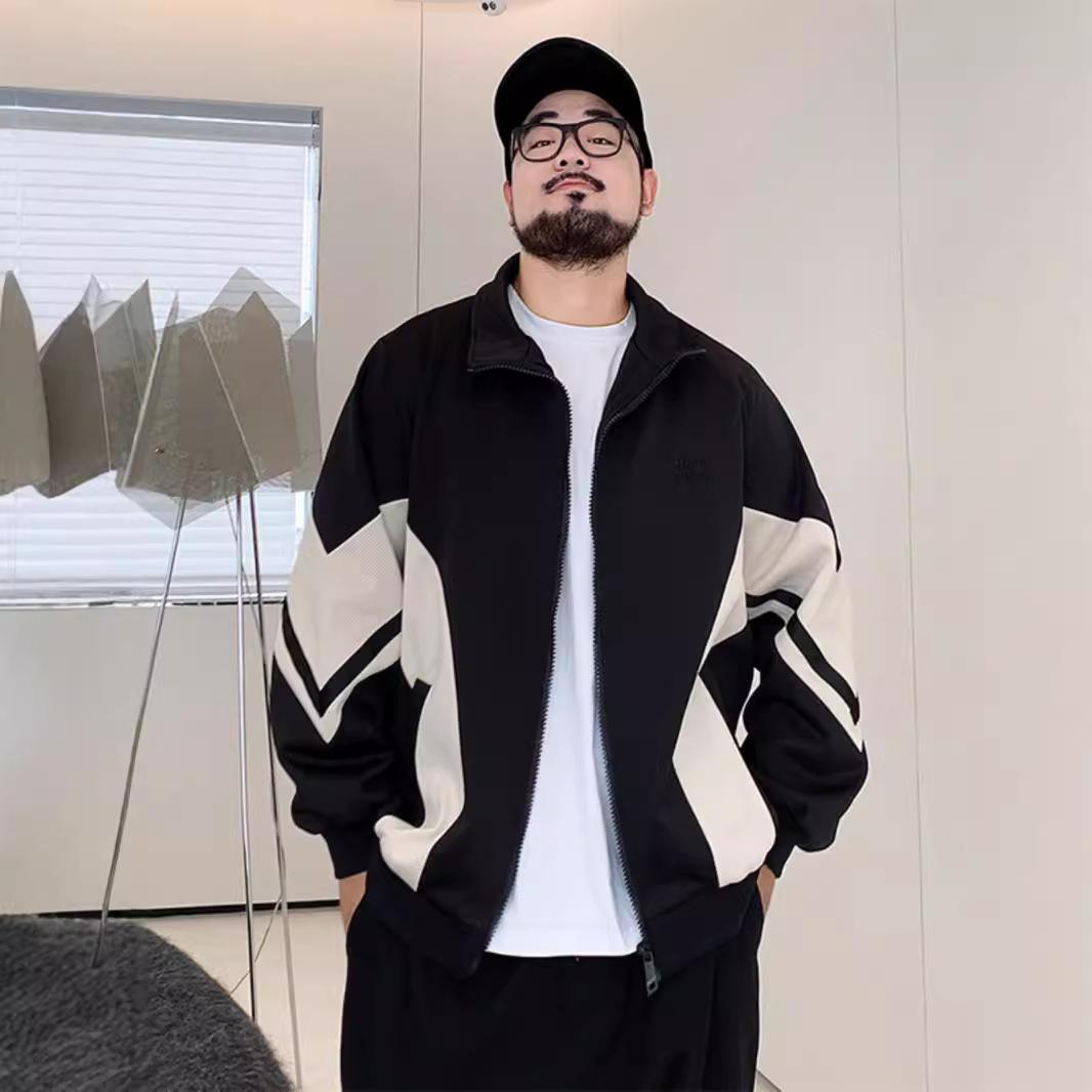 

Clashing color plus size men s soft high quality fabric windproof warm jacket fashionable versatile casual sports lightweight jacket XL recommends 150-90kg