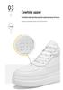 Men's Fashion Casual White Cowhide Sneakers with Invisible Height Boost (6CM and 8CM Options)
