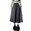 2024 Autumn/Winter PU Leather Mid-Length Skirt: Versatile Fashion Umbrella Design with Elastic Waist.