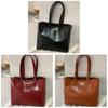 Modern Leather Shoulder Tote Bag With Stitching Details For Work And Travel