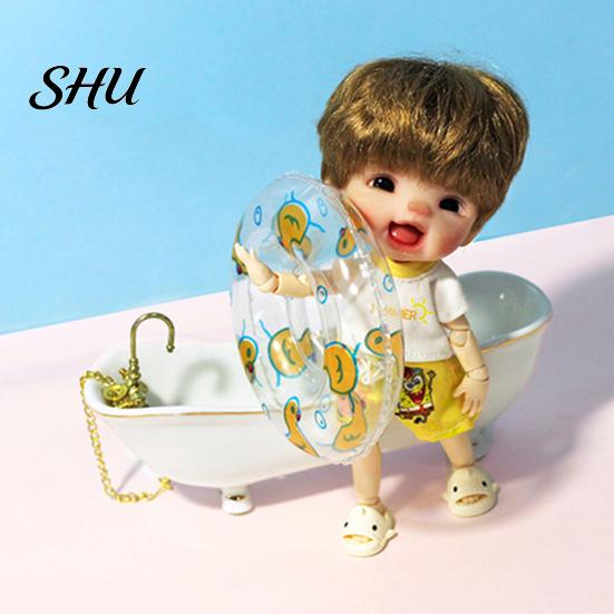 Dollhouse Miniature 2Pcs Swim Ring Realistic Good Sealing PVC Cute Ornaments Mini Doll Swimming Ornament for Gift DIY Materials