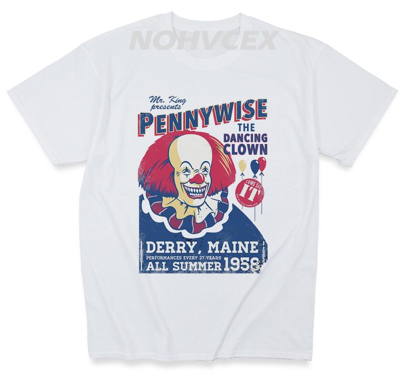 Pennywise Dancing Clown T Shirt It Movie Film Retro Vintage Horror Cult White Style Harajuku Funny 2XL