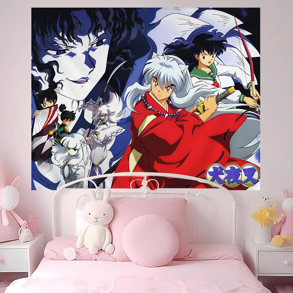 

Japanese Anime Inuyasha Anime Tapestry Hanging Tarot Hippie Wall Rugs Dorm Wall Hanging Sheets 74x94cm(29x37in)