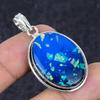 Blue Triplet Opal Gemstone Handmade 925 Sterling Silver Pendant 1.77" w9Q74