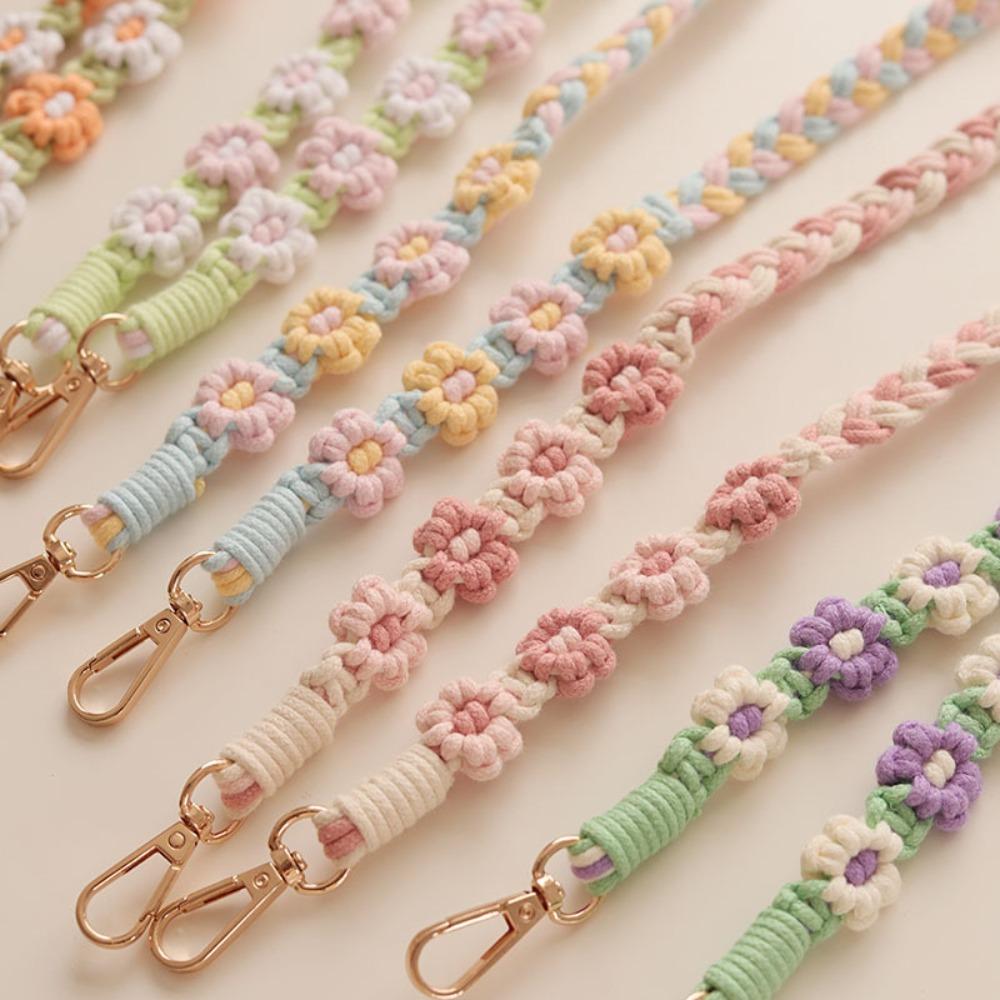 Handgefertigte Blume Gewebte Kette Anti-Verlust Tasche Geflochtenes Seil Gewebte Gänseblümchen Blume Hängende Kette Einkaufen