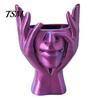 Multifunctional Desktop Bin 3D Printed Face Vase, Face-Holding Pen Holder Art Decor, Creative Makeup Brush Abstract Holder, Flower Arrangement