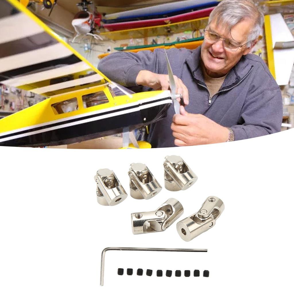 5PCS 3mm Universal Joint Shaft Coupling High Strength Steel 2 Section Universal Joint Coupling Connector for RC Car Boat