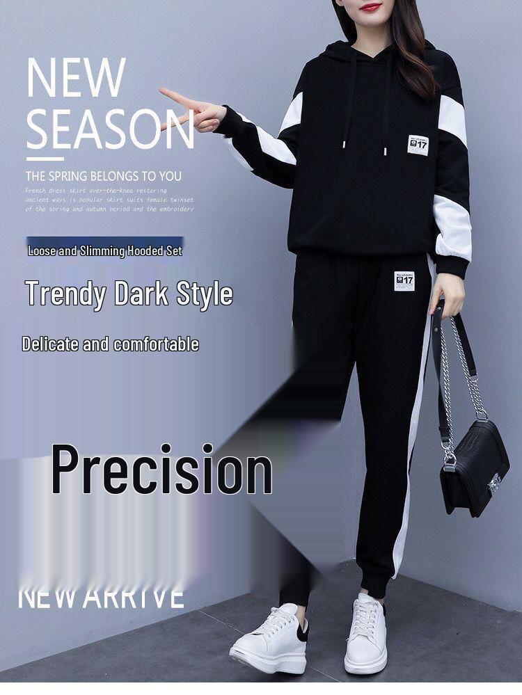Conjunto de Ropa Deportiva para Mujer de Talla Grande - Moda Otoño 2022 Ajuste Holgado Dos Piezas