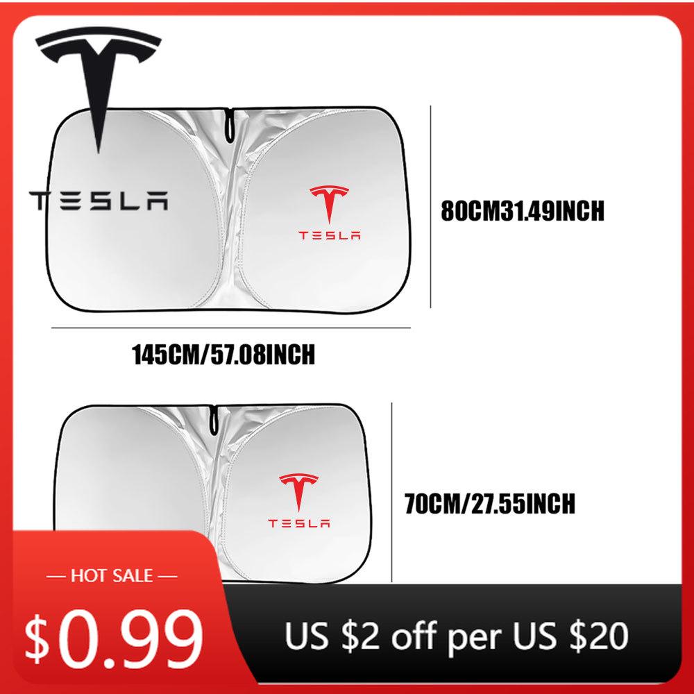 Car Sticker 2025 Hot 1pcs For Tesla Model 3 Model S X Model Y Roadster SpaceX Cybertruck Coil Car Windshield Sunshades Sun Shade