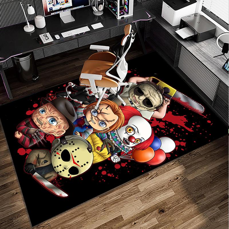 Horror Movie Icons Office Rug Chair Mat, Game Carpet, Suitable for Front Door, Bedroom, Living Room, Desk, Holiday Gift