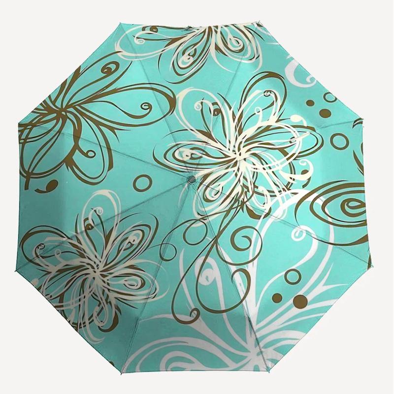 1PC Floral Pattern Umbrella-8-Rib Reinforced Portable Folding Travel Suitable for All Seasons Outdoor Daily Use Is an Ideal Choice -F325