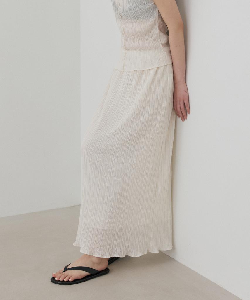 Towave Teen Pleats Banding Skirt_Cream