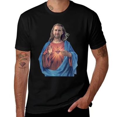 Nicolas Cage Is Jesus Classic Tshirt Antipilling Casual Tshirt
