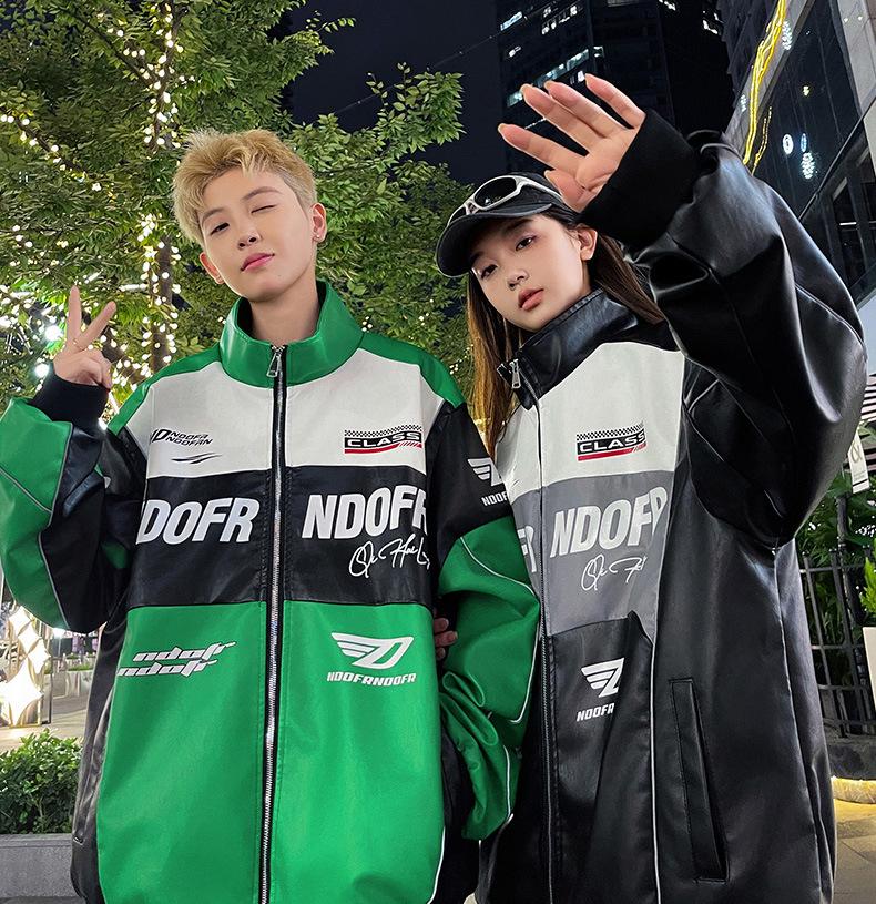 Men's 2024 Biker Racing PU Leather Jacket - Windproof, Autumn/Winter Outerwear