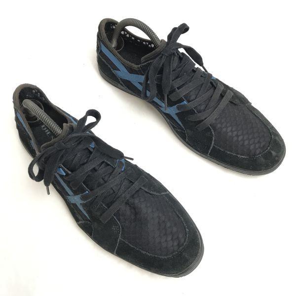 Diesel Lightweight Breathable Mesh Leather Sneakers Black X Blue Size USA9 (27.0cm)(USED)