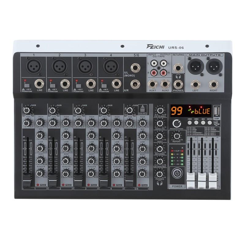 12V 99DSP Audio System Bluetooth 5.0 USB Input Mixer Power Supply Outdoor Home KTV 4/6-channel Mixer