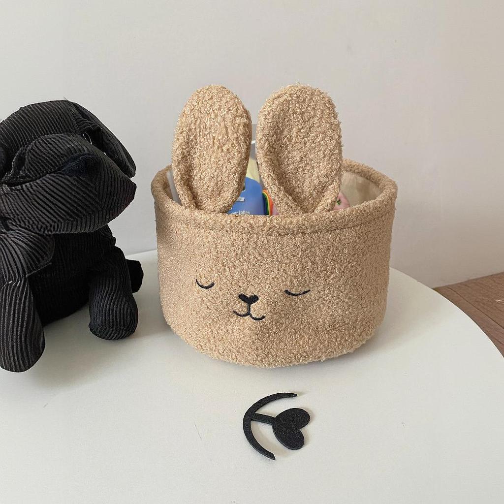 Cute Rabbit Storage Basket Soft Cartoon Plush Candy Bag Sundries Organizer Ins Style Children's Toys Storage Bucket