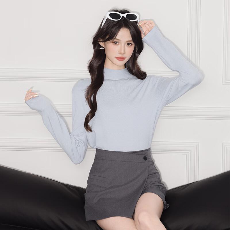 Teluoman Women's Long Sleeve Round Neck Knit Sweater