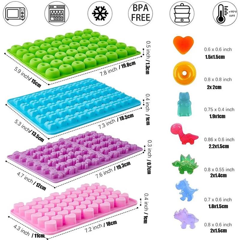 4pcs/set Candy Mold Silicone Chocolate Mold DIY Ice Cake Dinosaur/Bear/Heart and Mini Donuts Valentine's Day Party Baking Mold