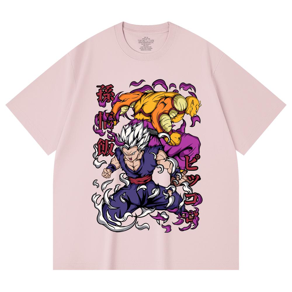 230 g/m² 100 % Baumwolle Dragon Ball V57 Gohan Piccolo Aufdruck Unisex Schweres Baumwoll-T-Shirt