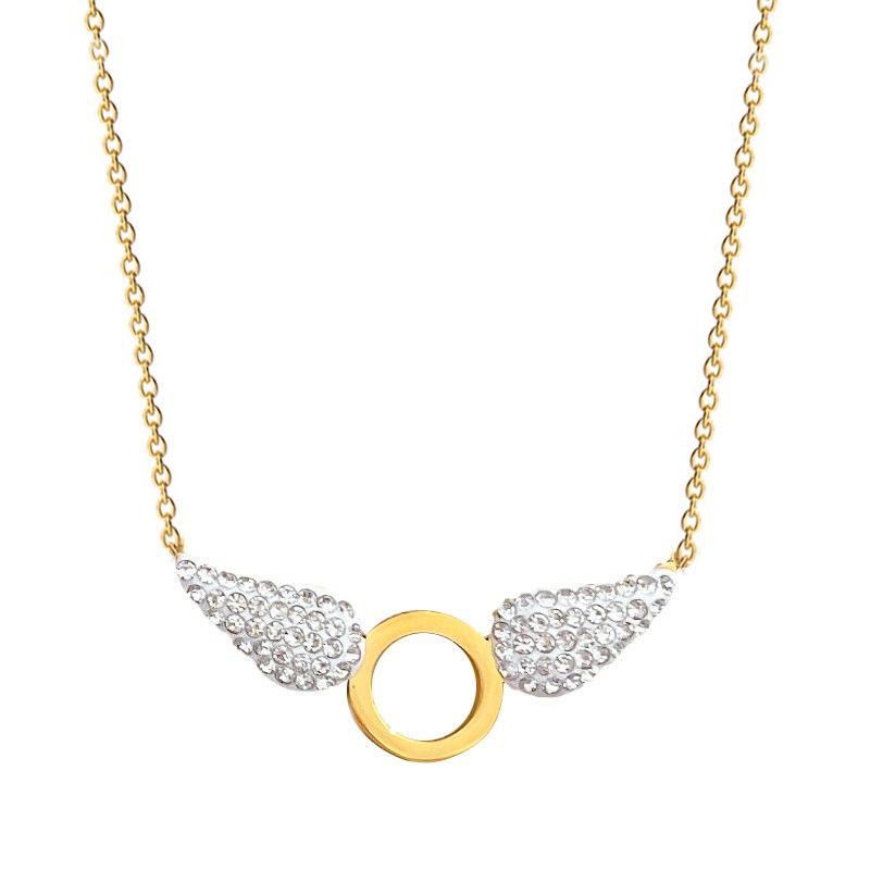 Full Drill Wing Furnace Real Gold Cold Necklace Female Collarbone Chain With Jewelry
