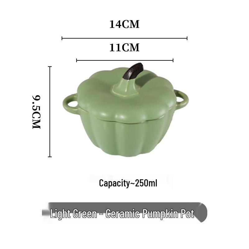 Cute Double-Ear Enamel Pumpkin Stew & Steaming Bowl
