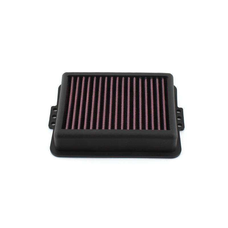 Motorcycle accessories for BMW F750GS, F850GS, F900R, and F900XR high-flow retrofit air filters.