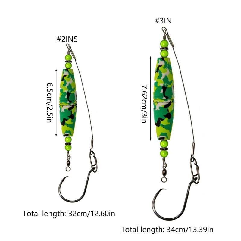 4Pcs High Buoyancy Catfishes Rattling Line Float Catfishes Float Rigs with Hook Fishing Bobbers EVA Foams Peg Float