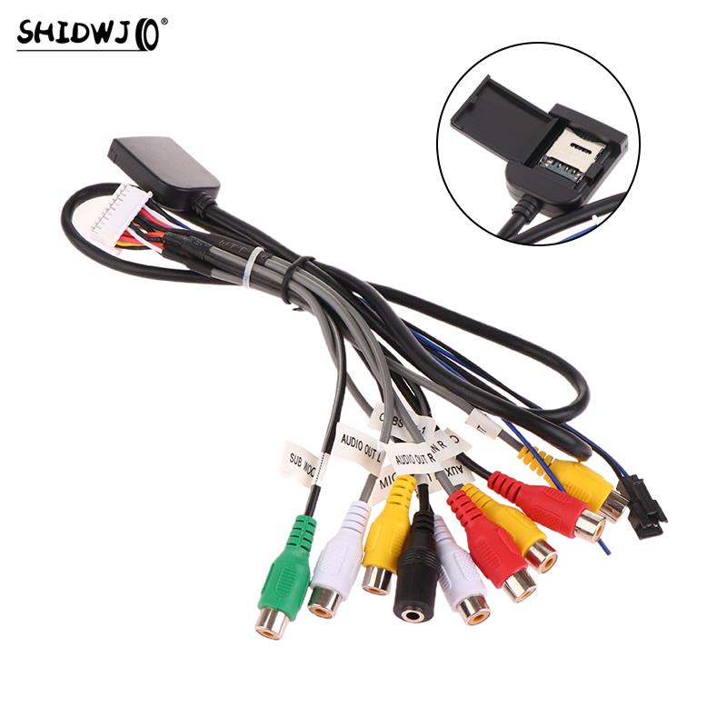 1pcs Car Stereo Radio Cable 20 Pin Plug RCA Output AUX Wire Harness Wiring Connector With Fan Header For Android Navigation