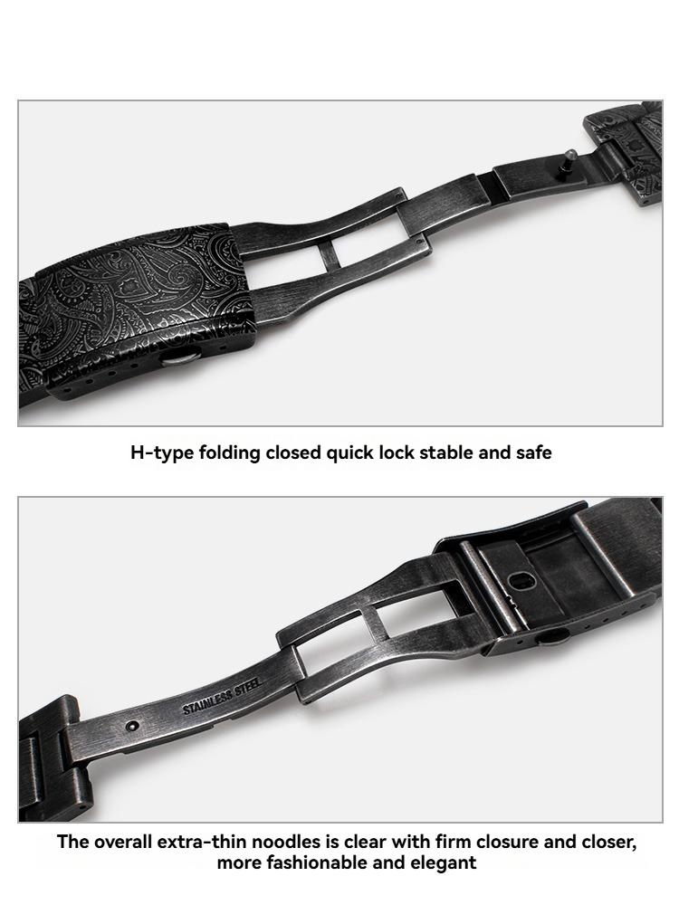 GX56/GWX56 Watch Band + Metal Bezel Case Strap for Casio G-Shock GXW56/GWX56BB -Stainless Steel Silver/Black + Replacement Tools