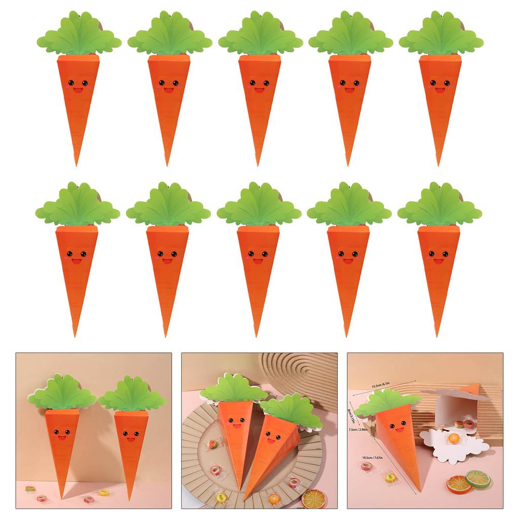 Pack Of 10 Easter Treat Boxes Cardboard Candy Box Carrot Shape Candy Container For Spring Gifts And Cookies Organizing