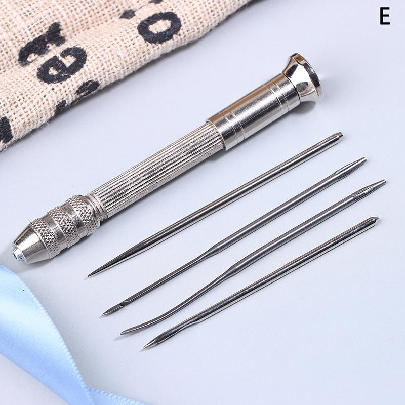 Leather Sewing Awl Repair Kit Replaceable Punch Stitching Needles With Awl Handle For Shoes Stitching Diy Leathercraft