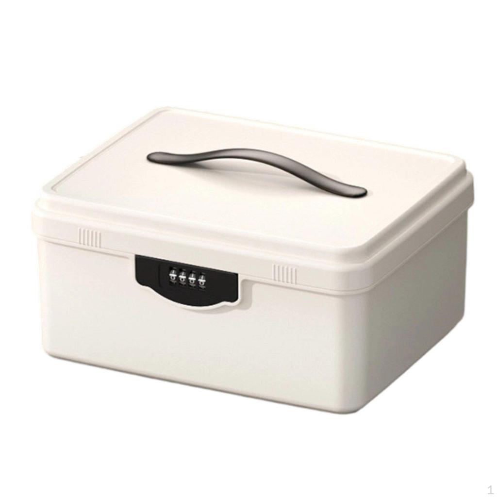 Lockable Storage Box Combination Lock Organizer Portable Bin with Carry Handle and