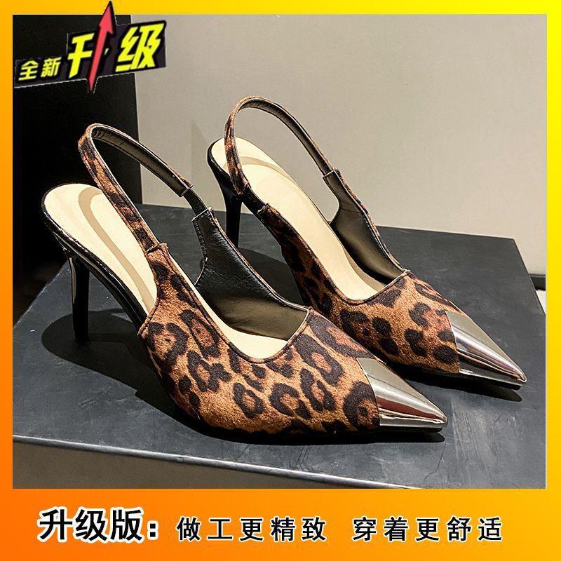 French pointed empty heels 2025 summer new fashion bag head sandals niche design women's single shoes
