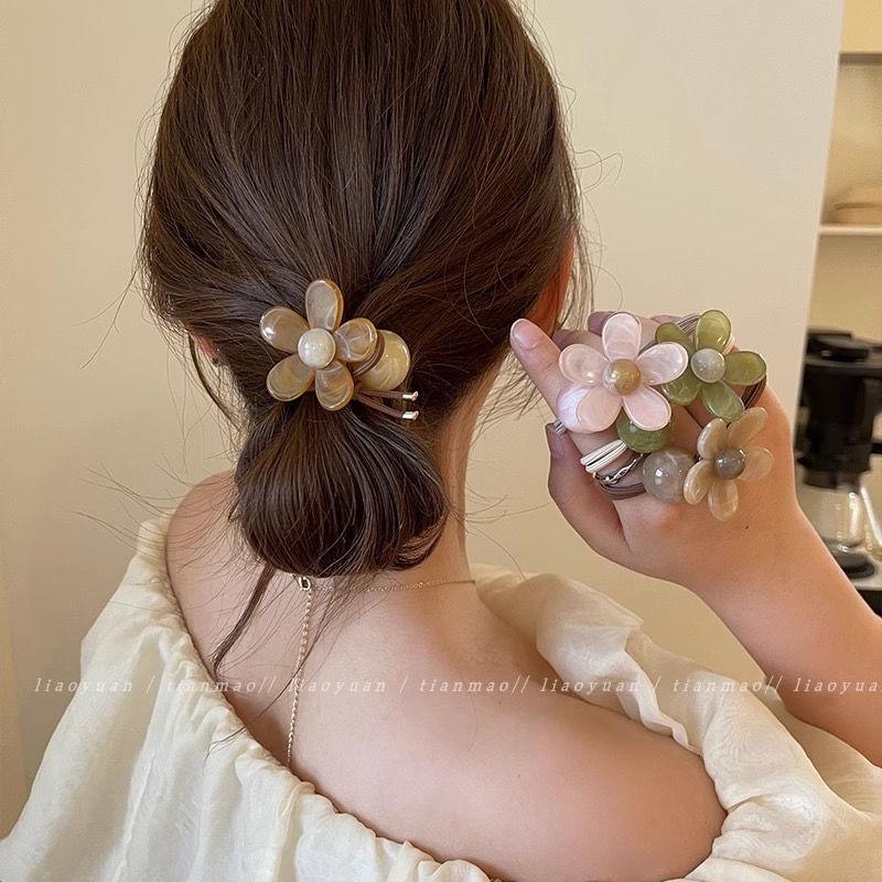 Charmantes Acryl-Blumen-Stirnband - Hochelastisches Haargummi für dickes Haar