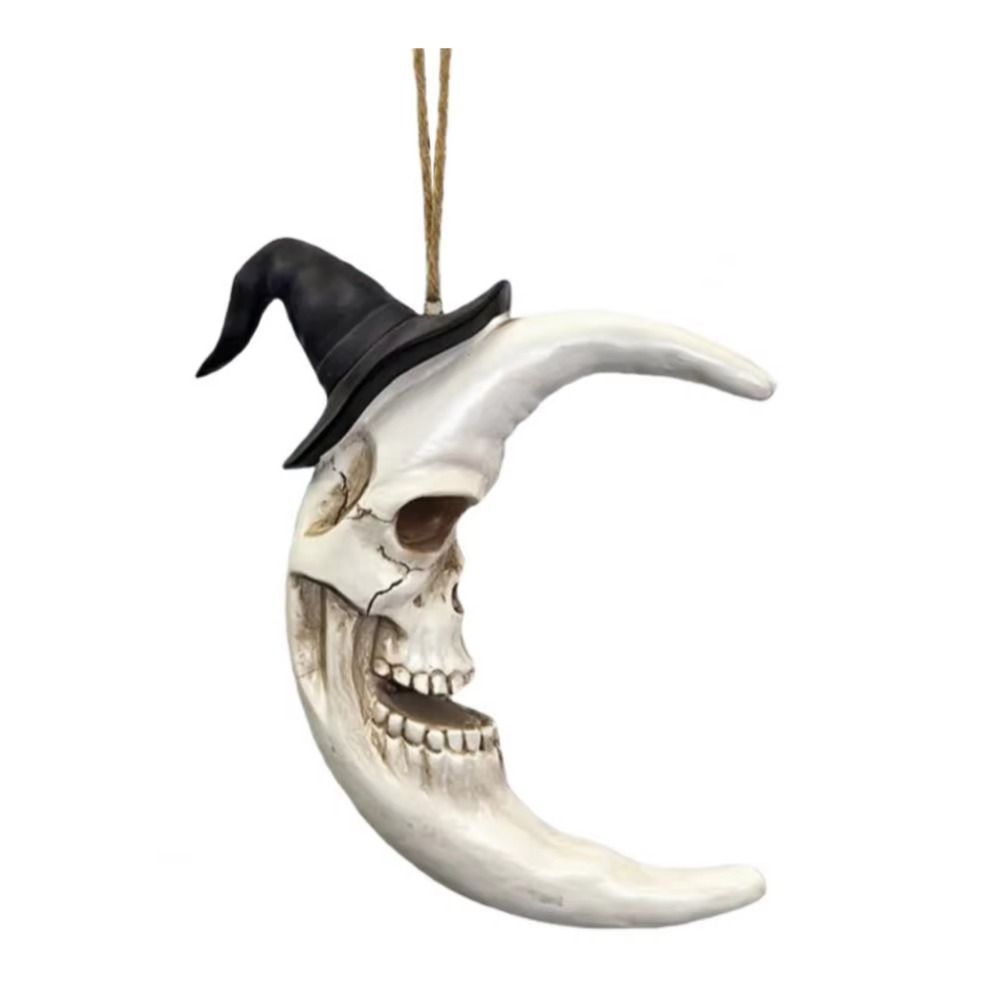 Waterproof Spooky Halloween Skull with Hat Skull Moon Hanging Decoration  Escape Room