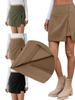 Women's Corduroy Mini Skirt High Waist Side Slit A Line Casual Work Skirt