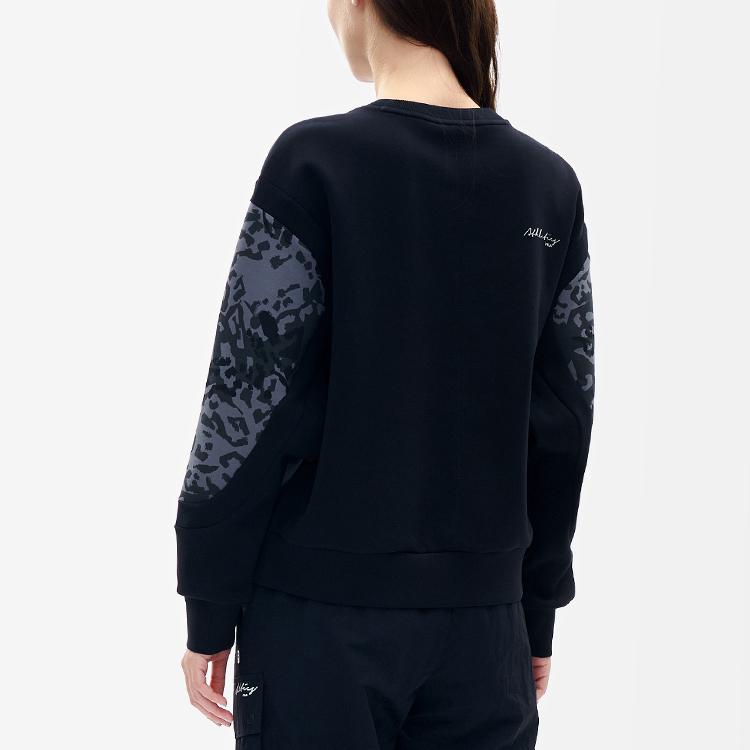 Fila Athletics Leopard Print Knit Sweatshirt Women Sweatshirt Deep-Black A11W211210FBK