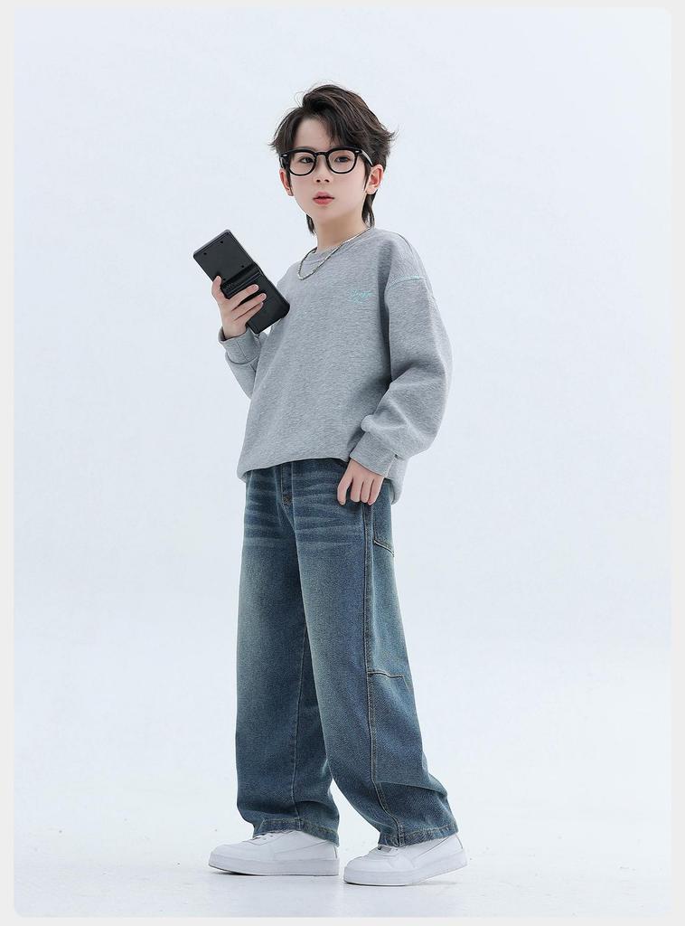Boys' Wide Leg Jeans: Spring/Autumn 2026 Loose-Fit Fashion Pants for Kids
