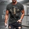 Men's T-shirt with Skull Pattern 3D Print. Summer Retro Casual Sports Short-sleeved Adult Quick-drying and Breathable Clothing.