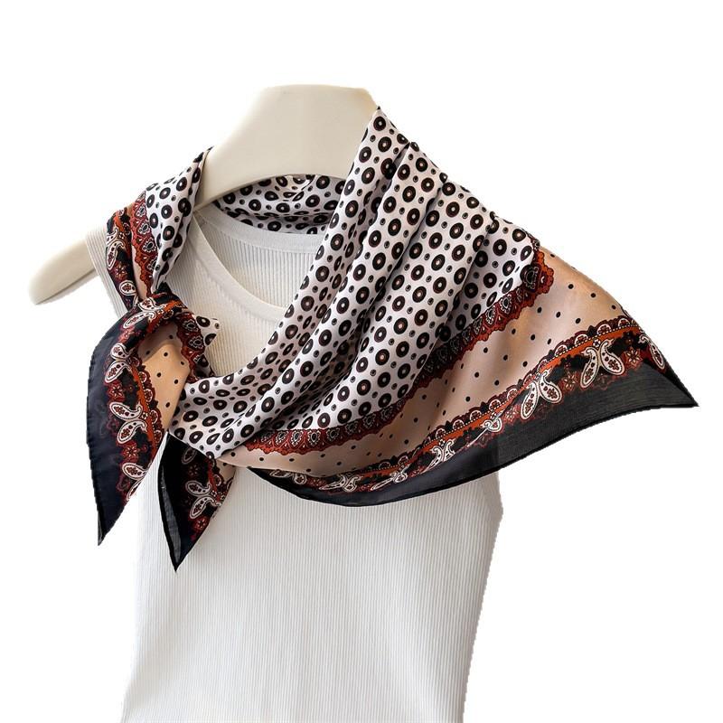 French Retro Imitation Silk Printing Square Scarf Shawl Scarf High-end Neck Small Square Scarf Headscarf Silk Scarf Women