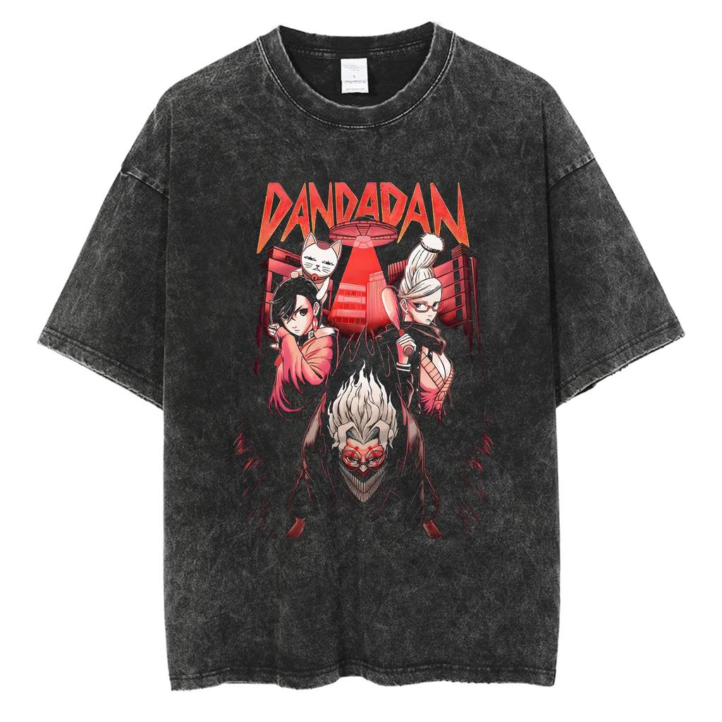 Anime Dandadan Ayase Momo Okarun Graphic T Shirt Men Women Manga Tshirt Washed Cotton Tee Harajuku Male Vintage Casual Tshirt