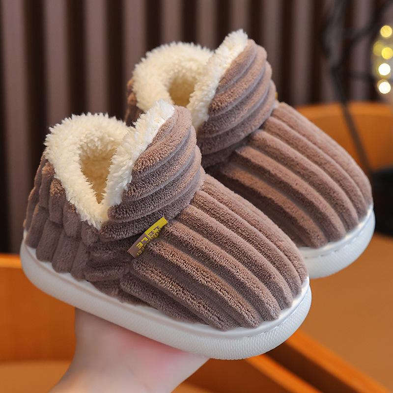 Children's Winter Fluffy Cotton Slippers for Boys & Girls – Non-slip, Warm, Heel-Covered, Parent-Child Design
