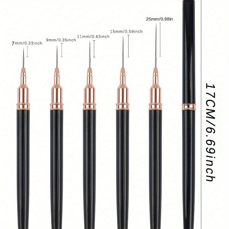 Nail Art Liner Brushes 5Pcs Painting Nail Art Brush Plastic Handle Nail Dotting Drawing Tool for Long Lines, Fine Drawing Sizes 7/9/11/15/25mm