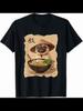 Men's Retro Japanese Anime Bagley Dog & Ramen T-Shirt - Soft Vintage Crew Neck Short Sleeve Tee Suit