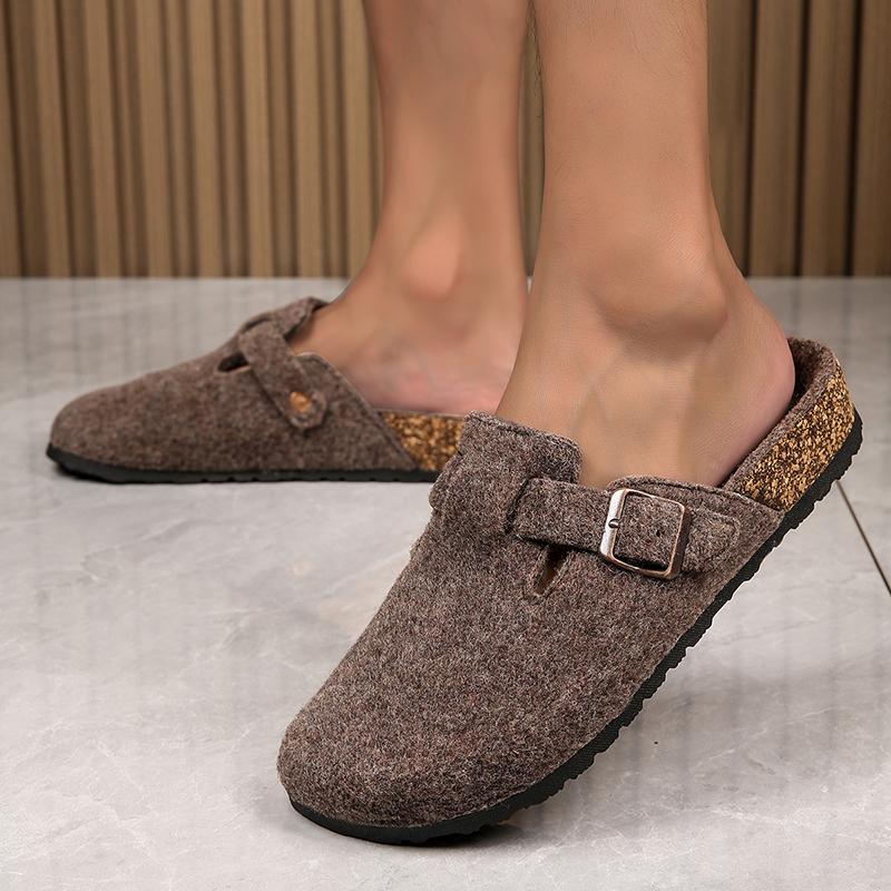 Fashion Men Half Shoes Casual Women Cork Clogs Slippers Fashion Suede Slip on Flat Sandals Soft-Soled Casual Sandals Antislip Outdoor