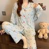 Women's Star Print Long-Sleeve Pajama Set - Black