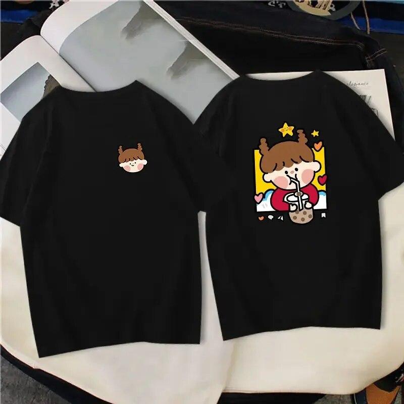 Letnia damska koszulka Kawaii japońska anime Sailor Moon biała/czarna koszulka unisex odzież krótki rękaw topy Y2k Streetwear