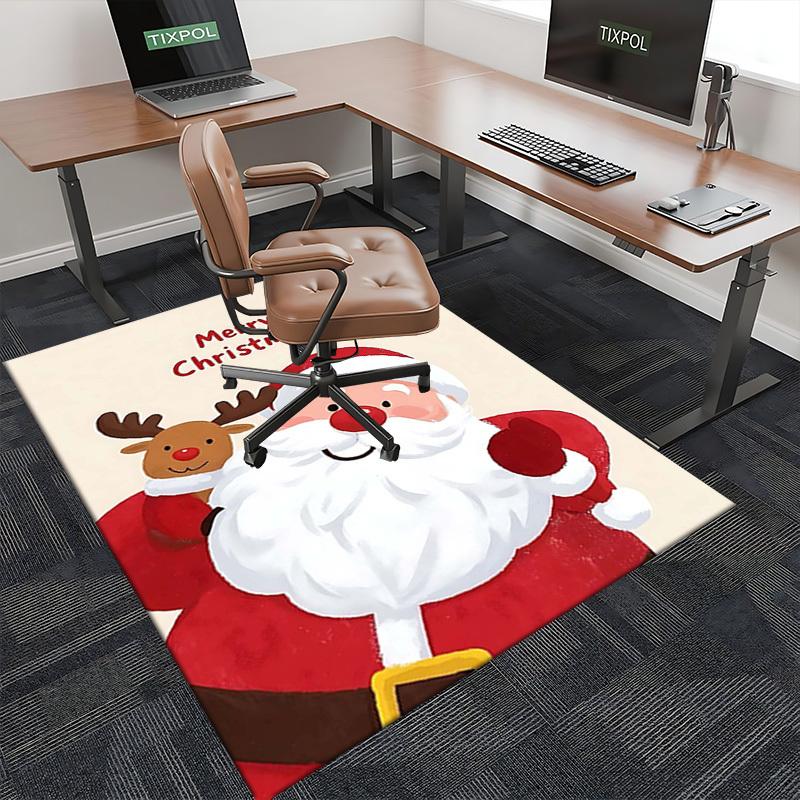 Christmas Santa Claus Reindeer Chair Mat - Anime Cartoon Design, Non-Slip Carpet for Office, Home Decor, Living Room, Bedroom, Game Room & Dormitory.R